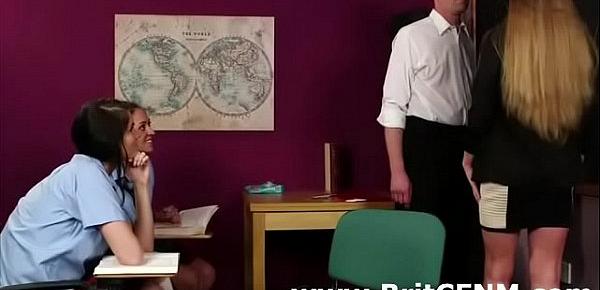  British femdom teacher and schoolgirls strips and jerks older amateur guy